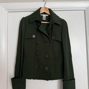 Diane Von Furstenberg Elliot Dark Green Pea Coat Size 10